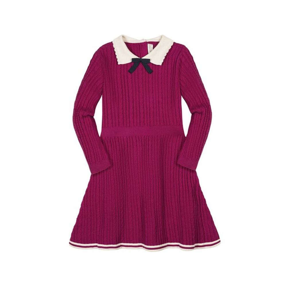 Hope & Henry Girls  Organic Collared French Cable Sweater